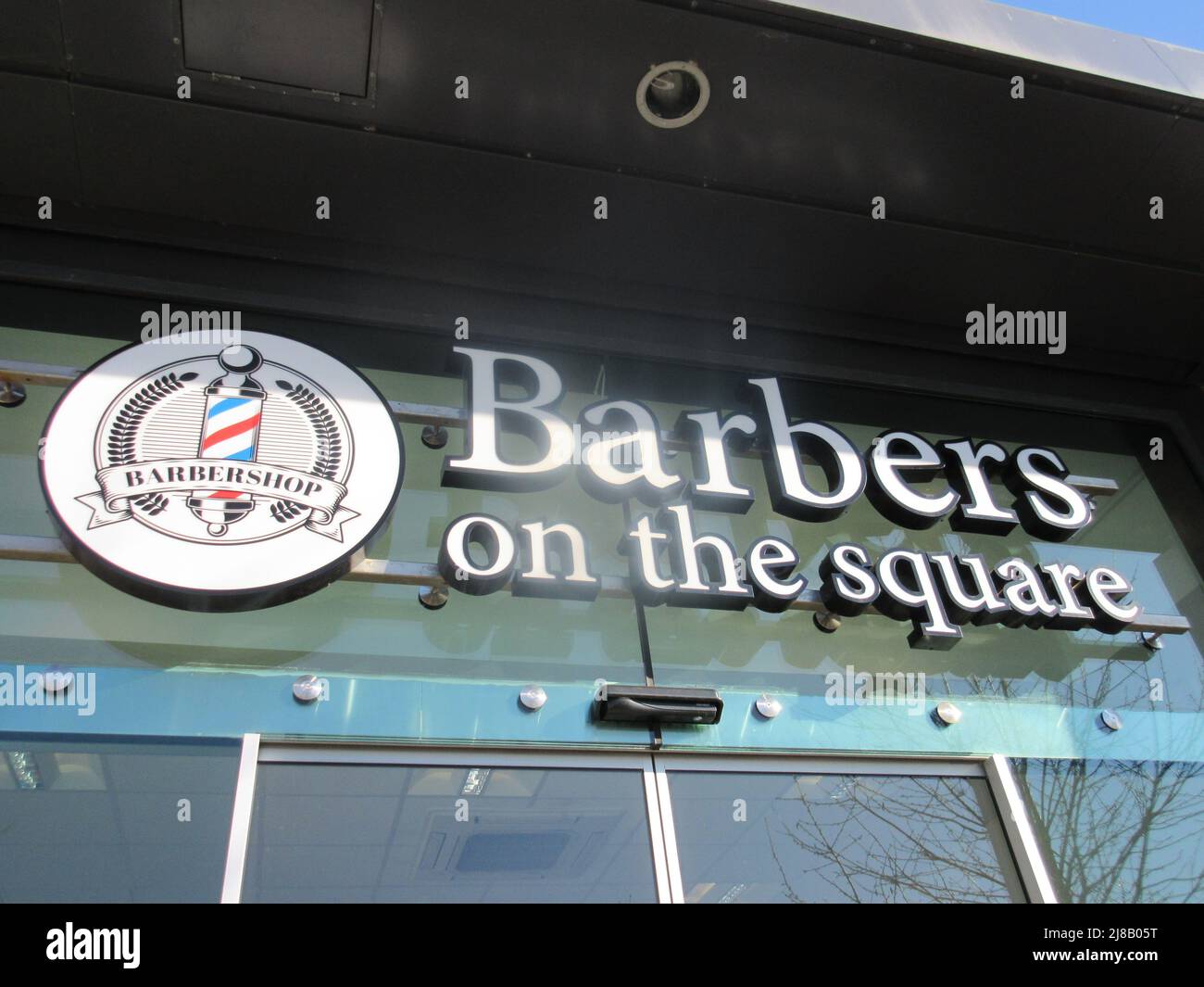 Barbers On The Square Barber Shop Sign And Logo Stock Photo Alamy