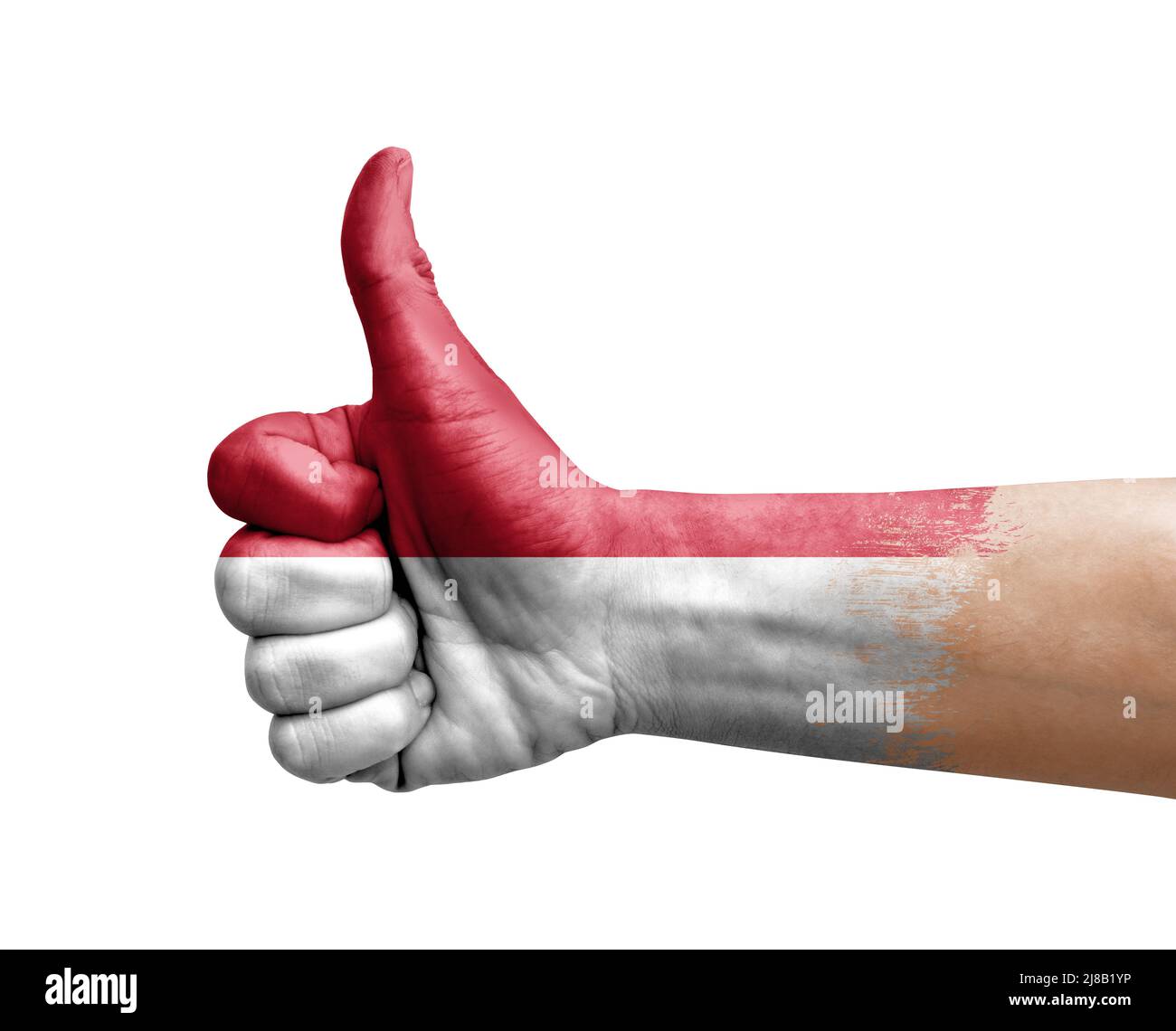 Hand making thumb up painted with flag of monaco Stock Photo - Alamy