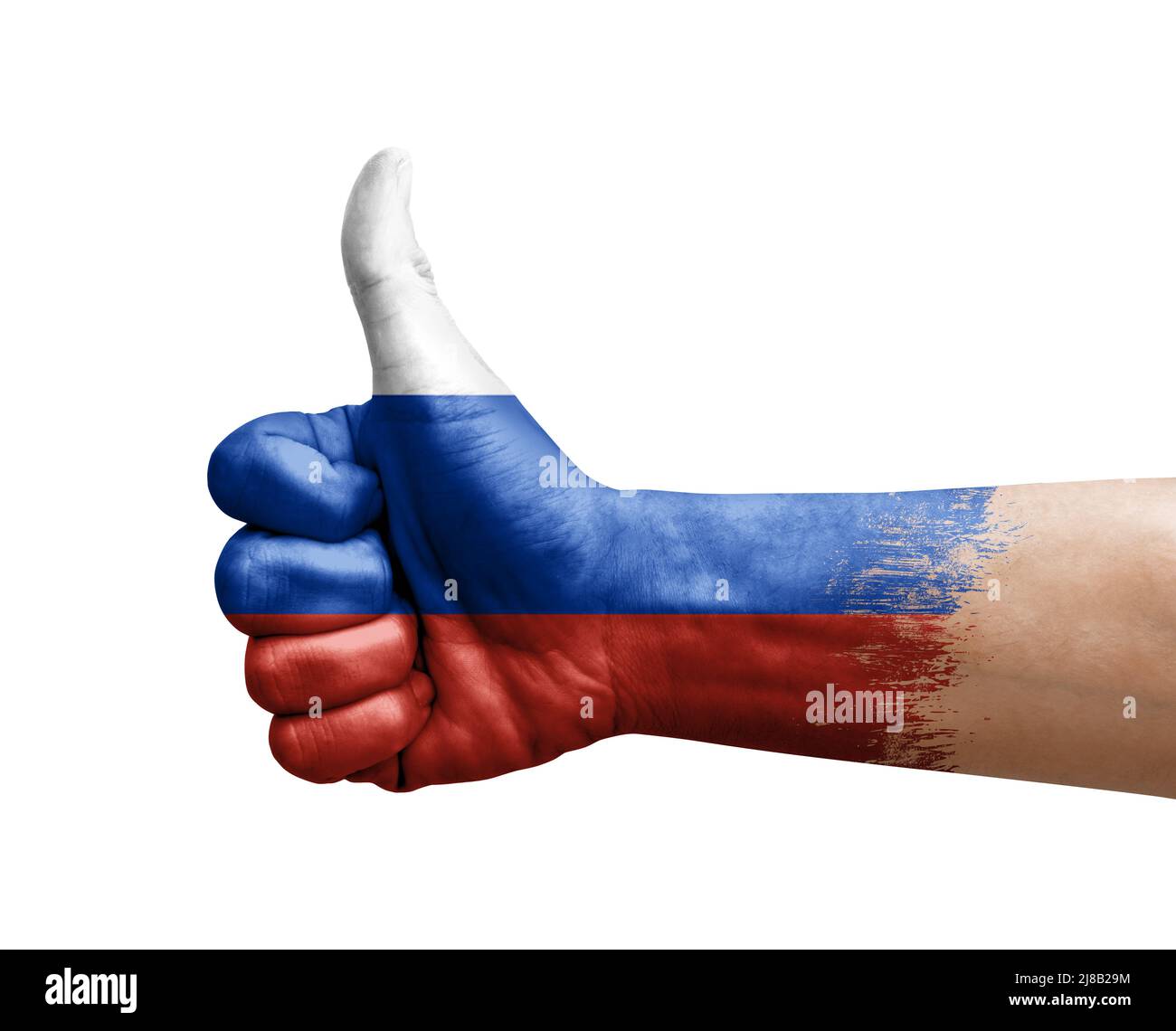 Hand making thumb up painted with flag of russia Stock Photo - Alamy