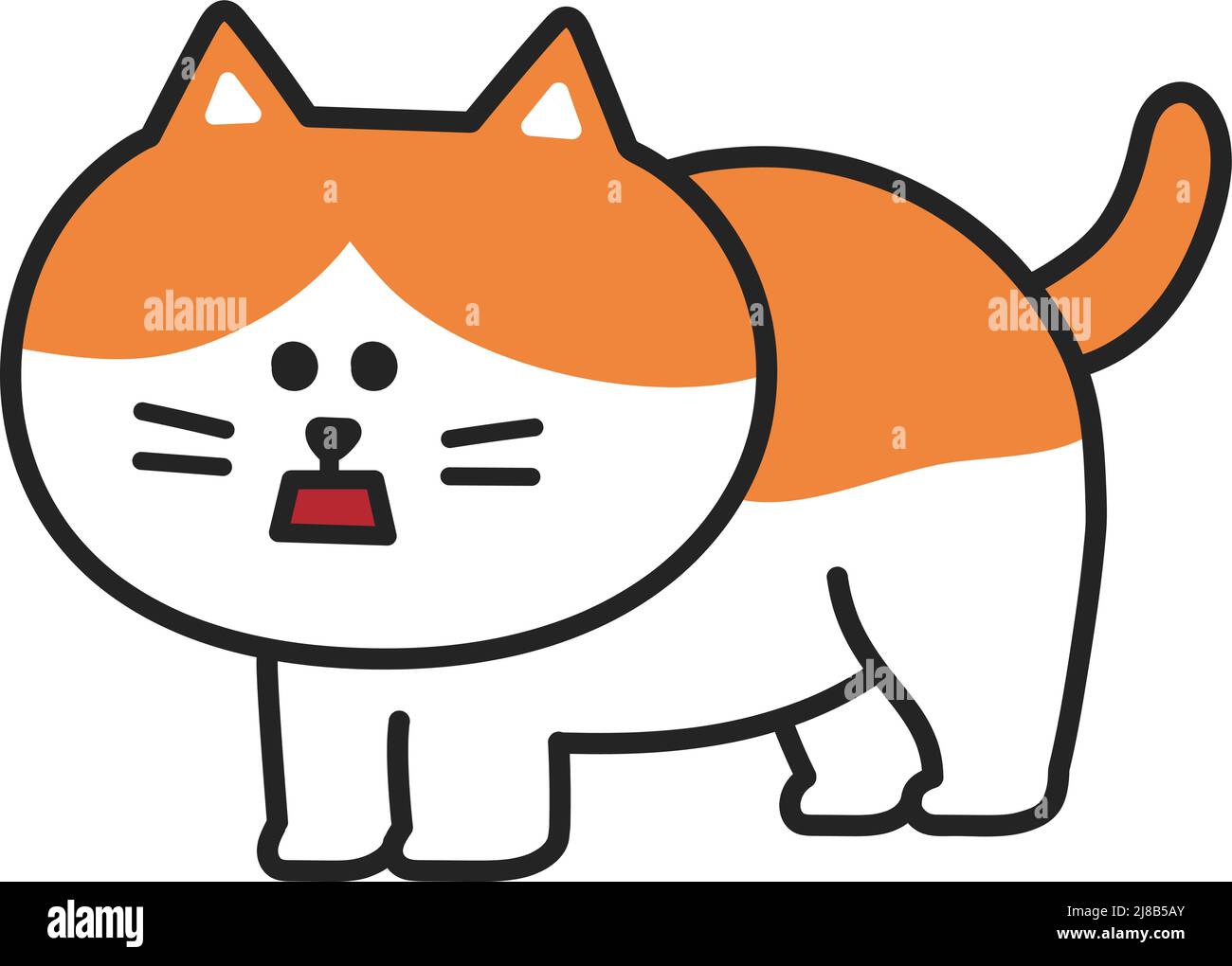 Flehmen response in a tabby cat. Vector illustration isolated on white background. Stock Vector