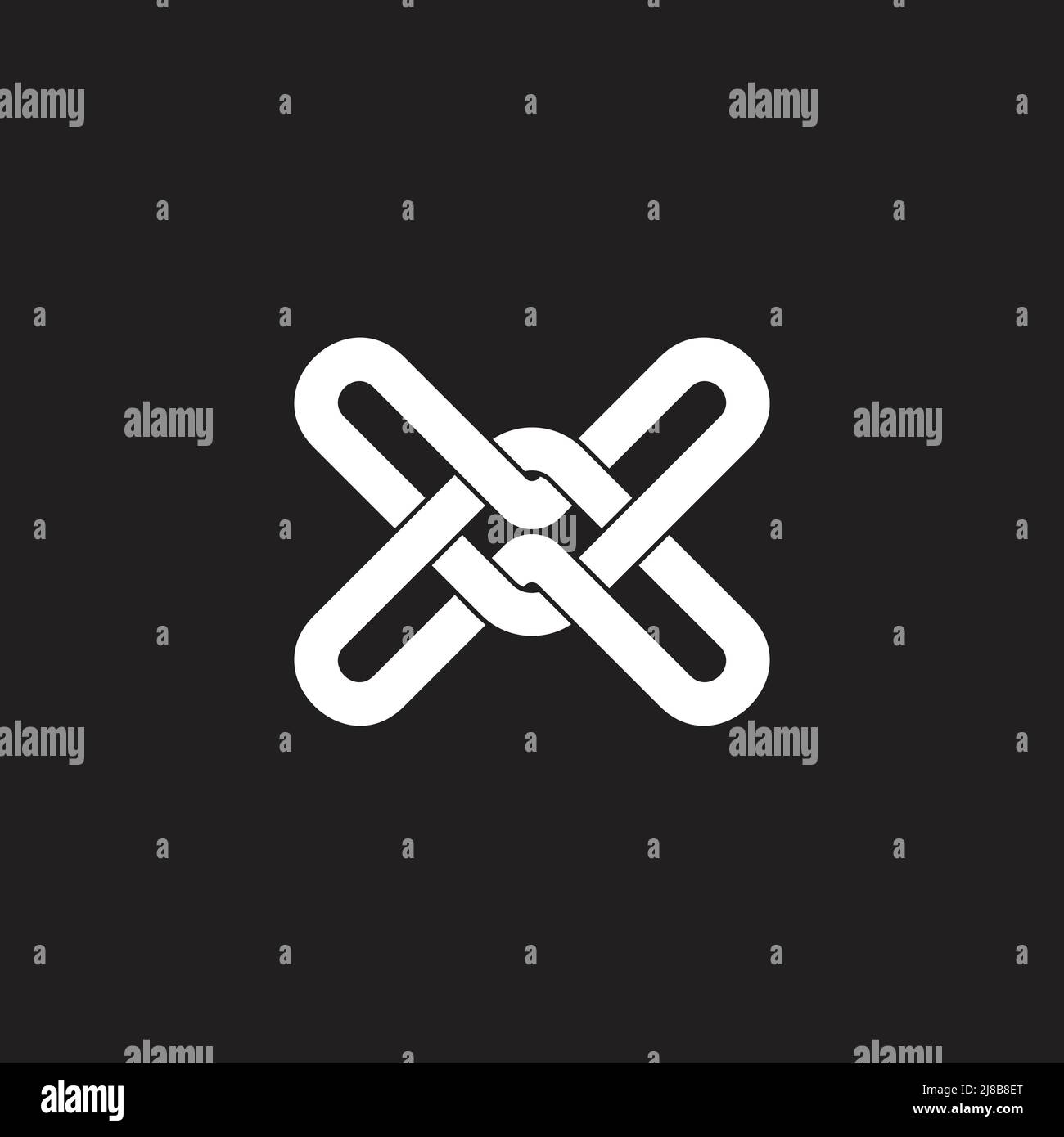 letter x linked overlap wires logo vector Stock Vector