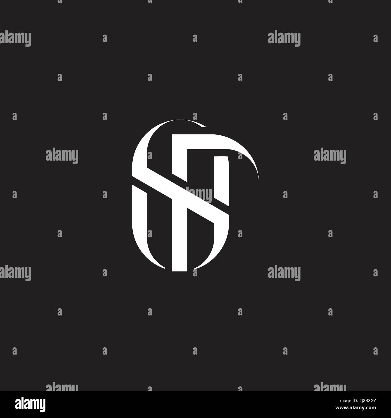 letter sr simple linked geometric curve logo vector Stock Vector