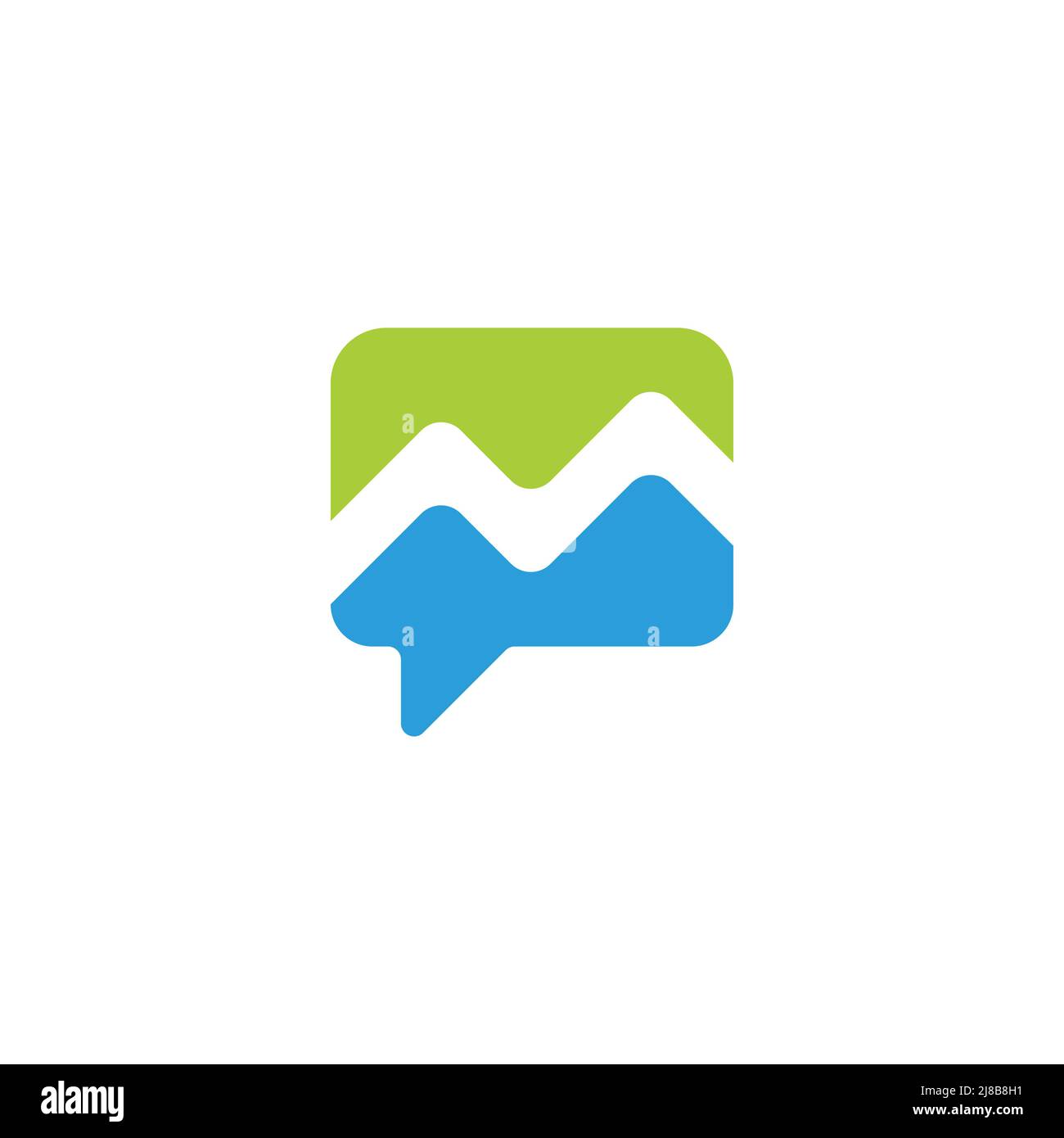letter m mountain water blue waves talk communication logo vector Stock Vector