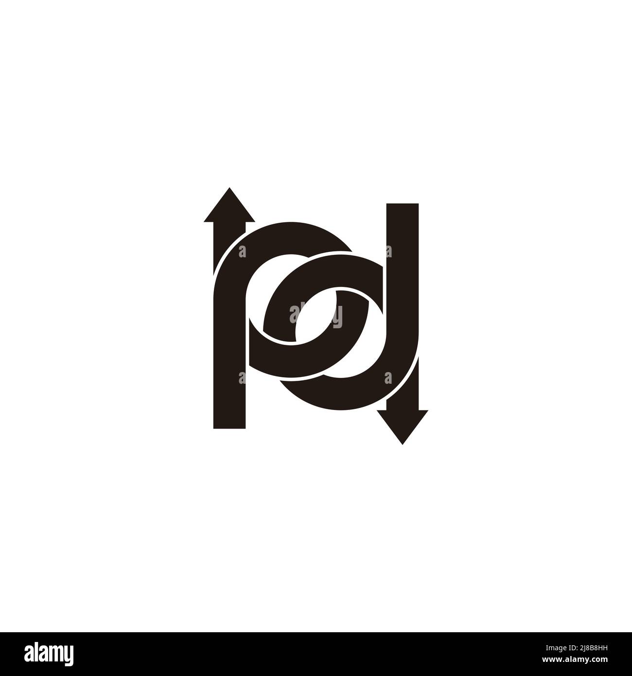 letter pd loop linked arrows geometric logo vector Stock Vector