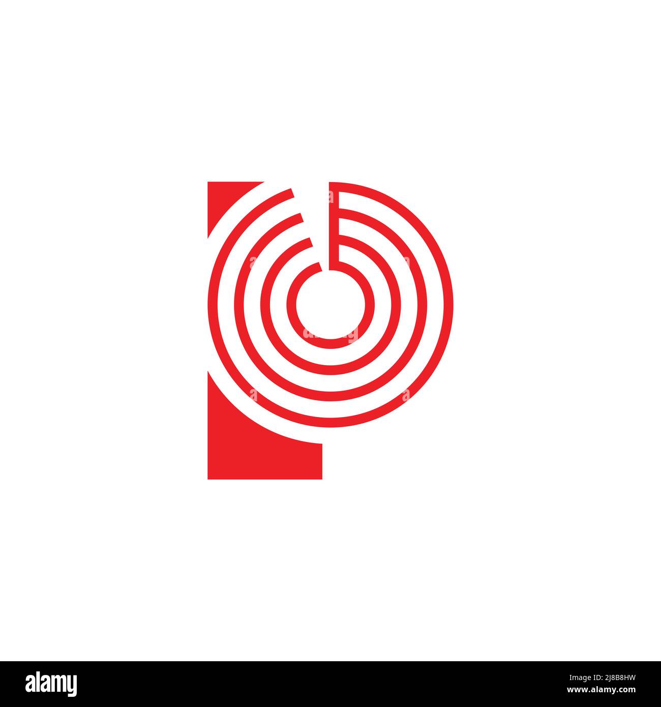 letter p motion radar location symbol logo vector Stock Vector