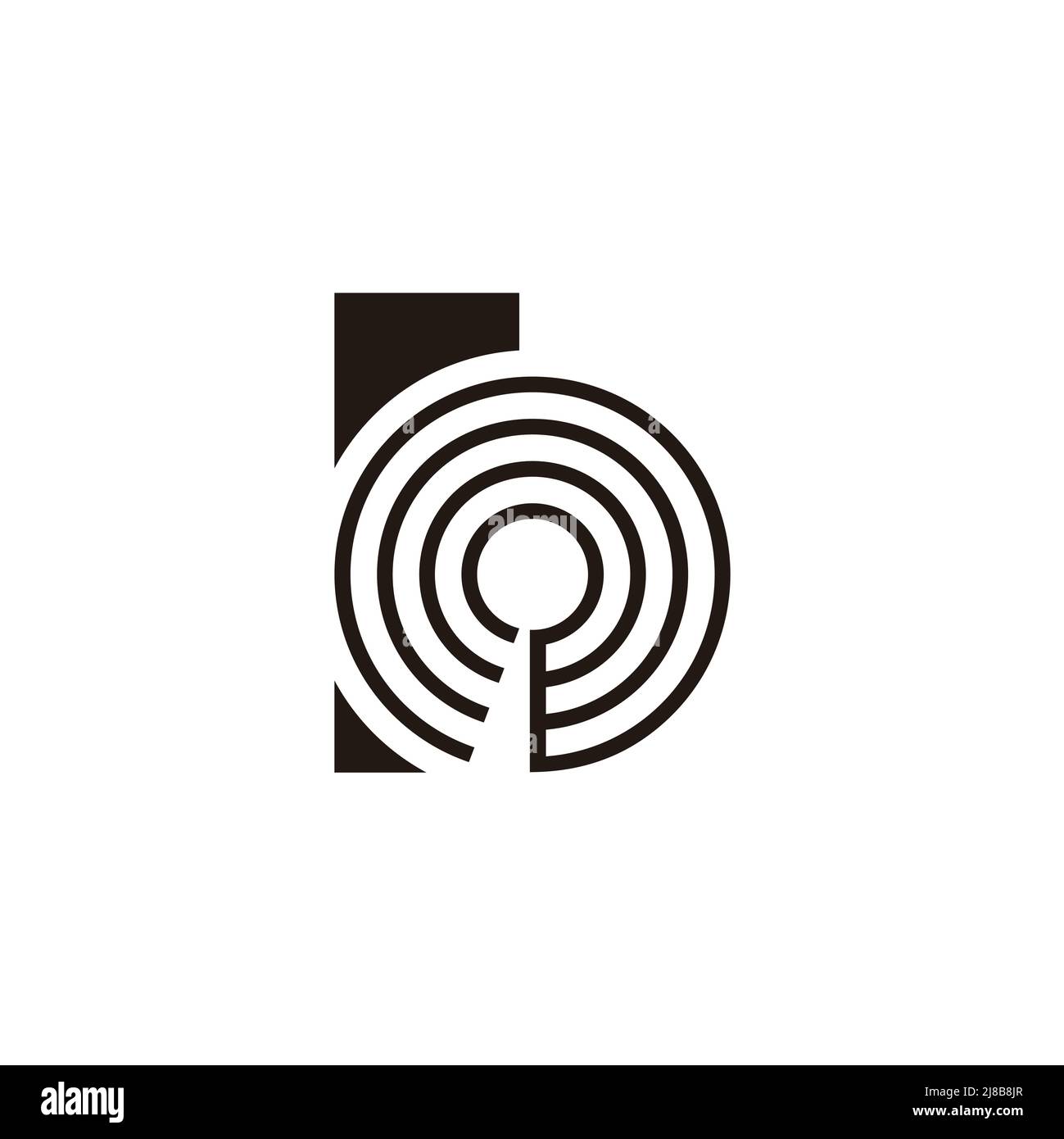 letter b i thin line motion geometric logo vector Stock Vector