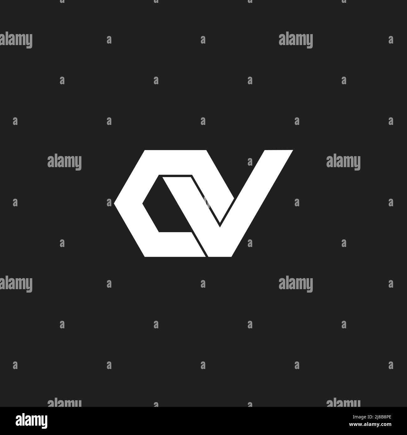 letter ov linked geometric polygon simple logo vector Stock Vector