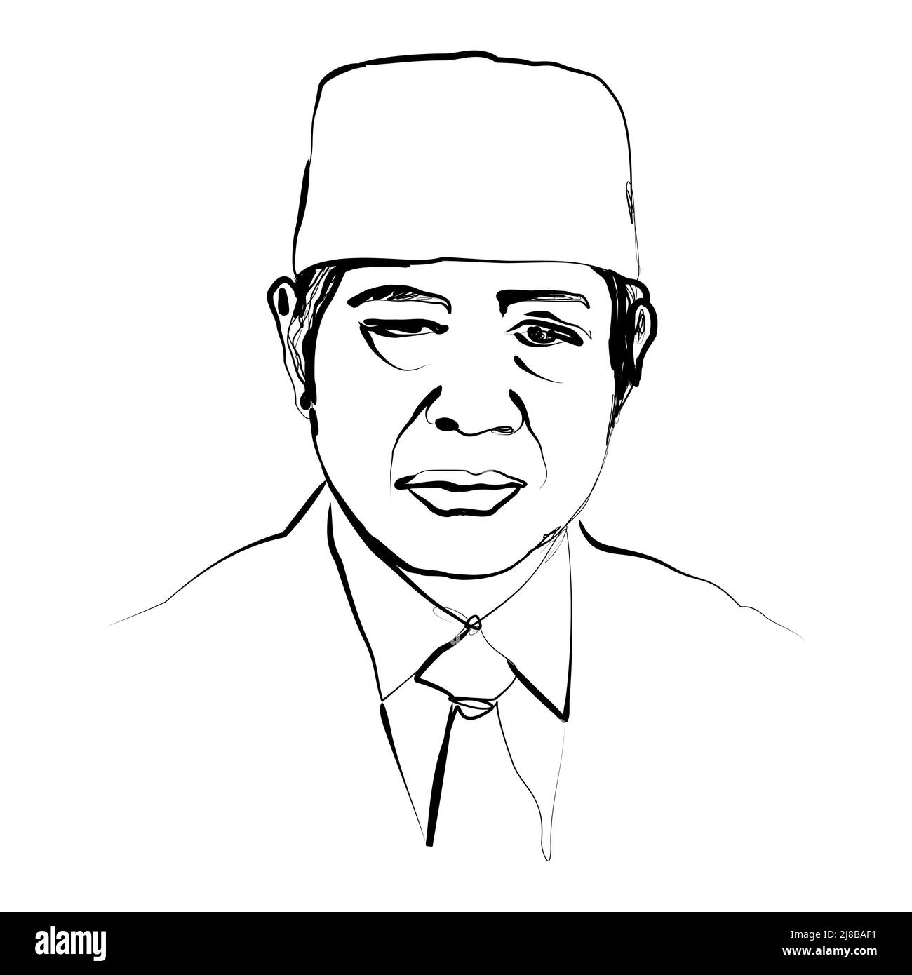 Black And White Sketch Of The Second President Of The Republic Of