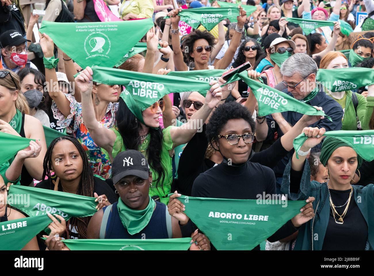 New York, New York, USA. 14th May, 2022. Demonstrators take to the streets during a pro-choice, pro-life march and rally in New York. Some groups marched from Foley Square across the Brooklyn Bridge, while another group marched from Brooklyn across the bridge to Foley Square in Manhattan. Abortion protest took place around the United States. (Credit Image: © Brian Branch Price/ZUMA Press Wire) Stock Photo