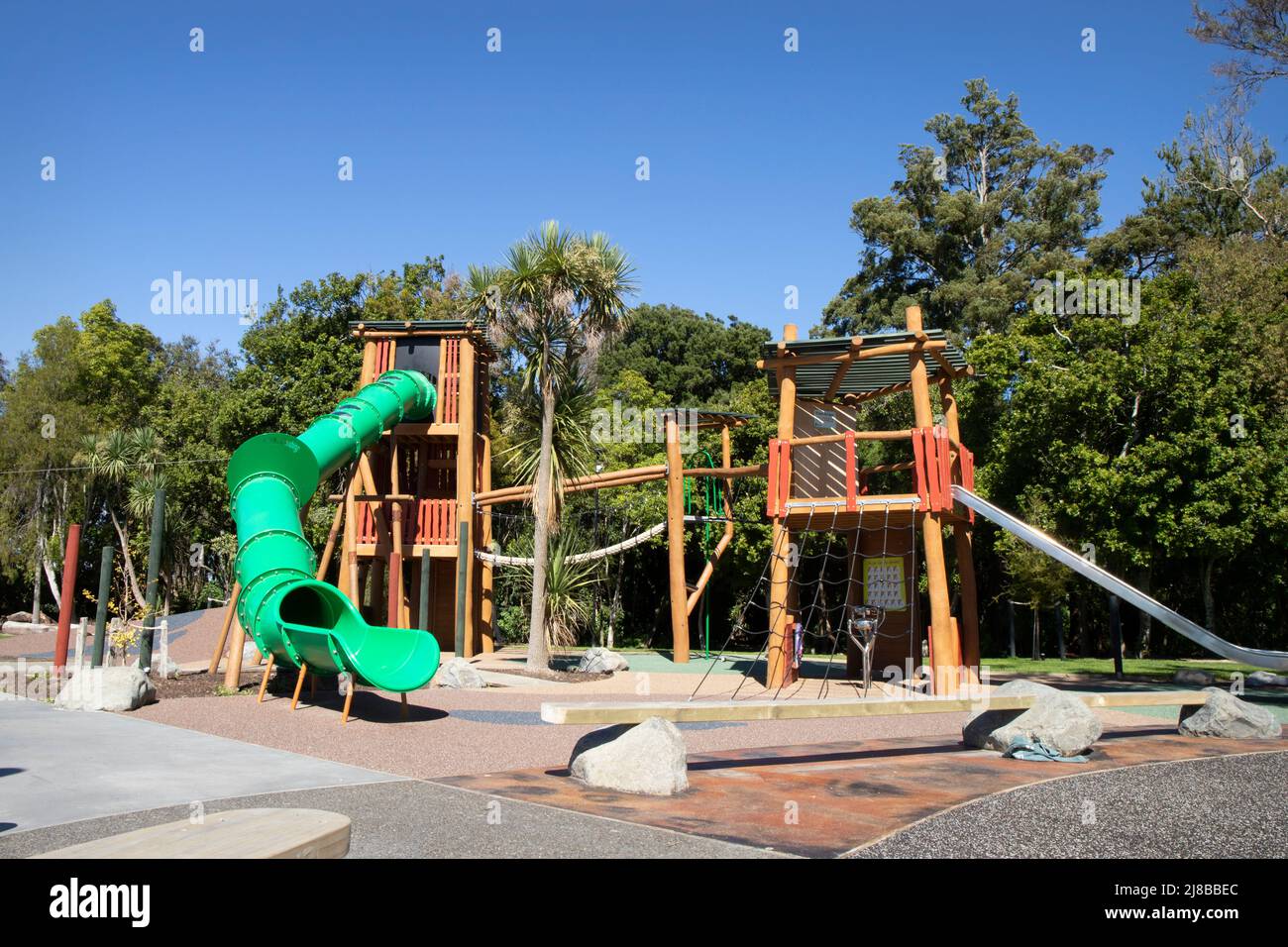 Kowhai Park Playground located in the town of Feilding New Zealand Stock Photo
