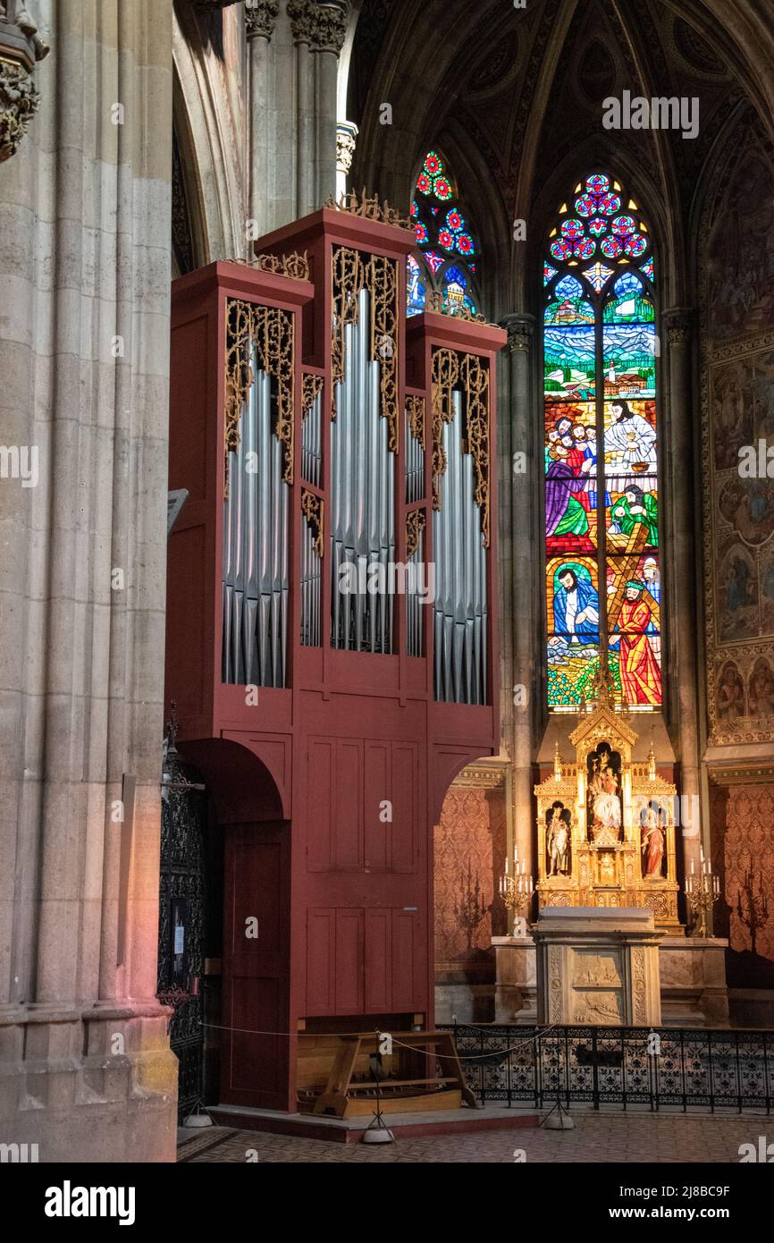 Smaller organ in Votive Church, Vienna, Austria. Stock Photo
