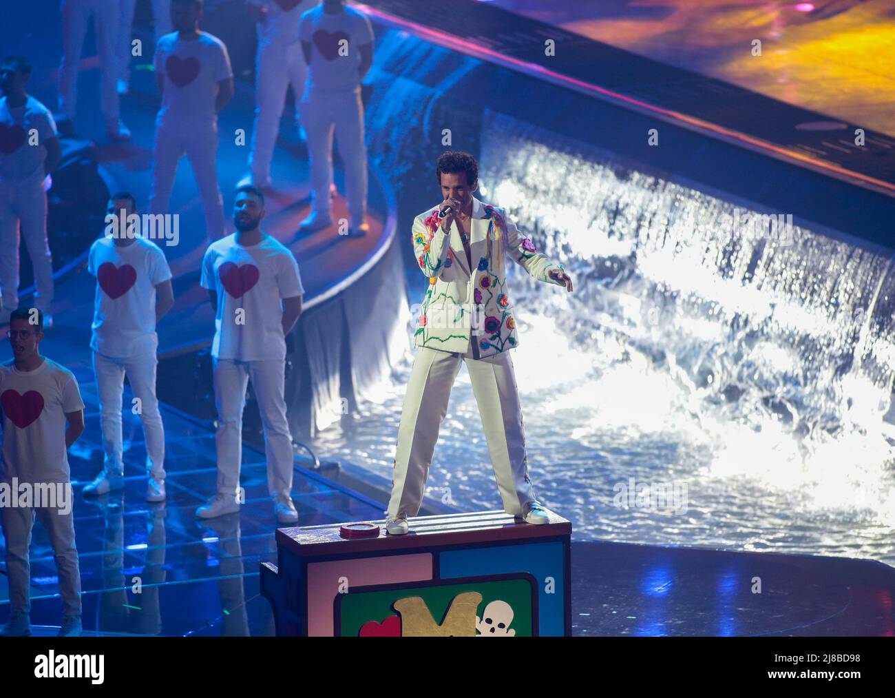 Turin, Italy. 14th May, 2022. Mika performing during the Eurovision Song Contest Grand Final on
