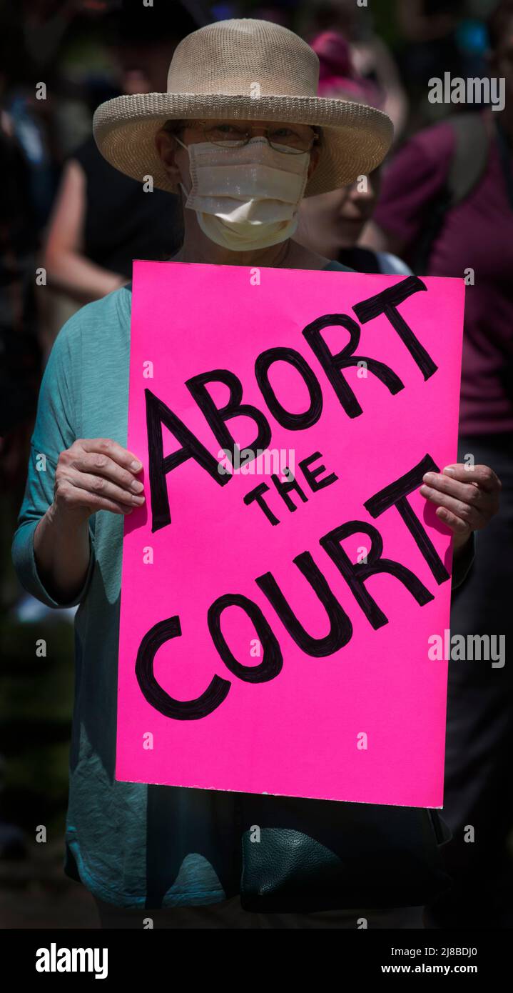 Boston, Massachusetts, USA. 14 May 2022.  ‘Bans Off Our Bodies’ Thousands attend one of the many Pro-Abortion rallies in the United States on a National Day of Protest in response to a leaked document written by current Supreme Court justice suggesting the repeal of the 1973 Roe v. Wade Supreme Court decision that legalized abortion in the United States.                                                                                                            Credit: Chuck Nacke / Alamy Live News Stock Photo