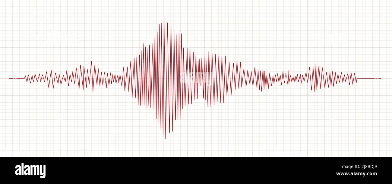 Seismograph measurement or lie detector graph. Seismic measurements with data record. Vector illustration in grid paper background Stock Vector