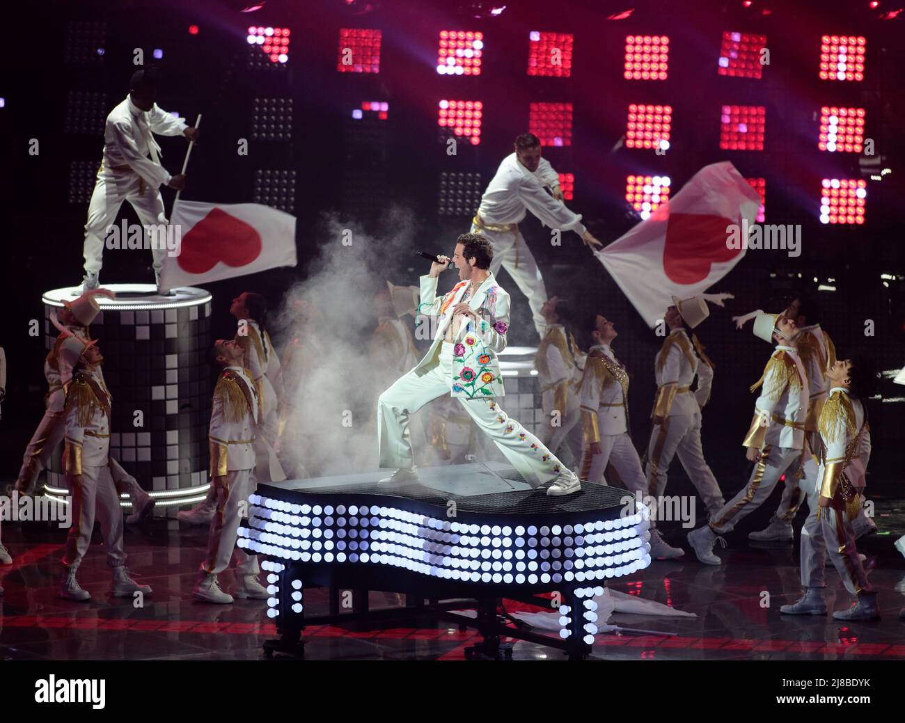 Turin, Italy. 14th May, 2022. Mika performing during the Eurovision Song Contest Grand Final on