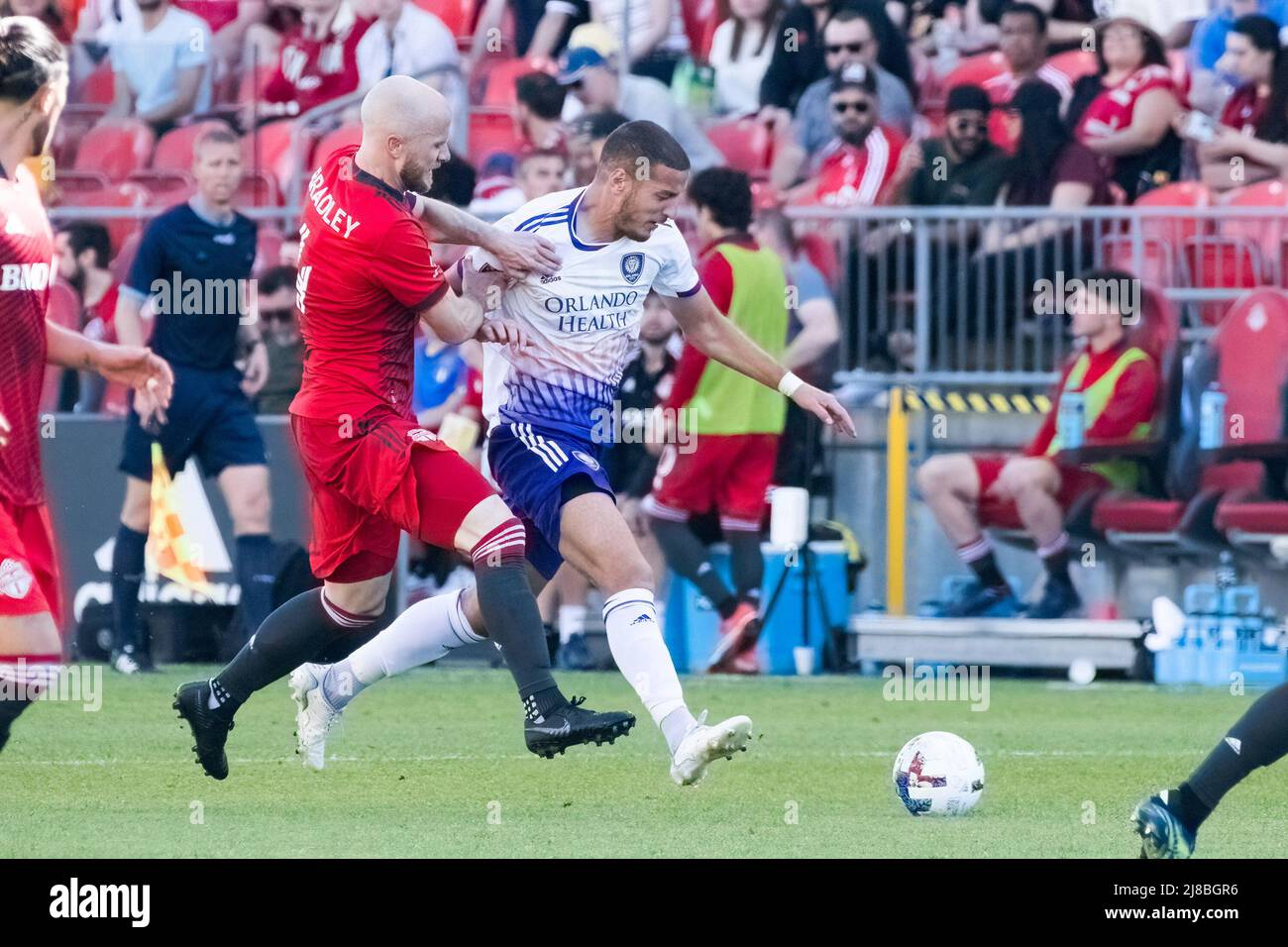Michael Bradley (4) and Ercan Kara (9) in action during the MLS game between Toronto FC and Orlando City SC. The game ended 0-1 For Orlando City SC. (Photo by Angel Marchini / SOPA Images/Sipa USA) Stock Photo