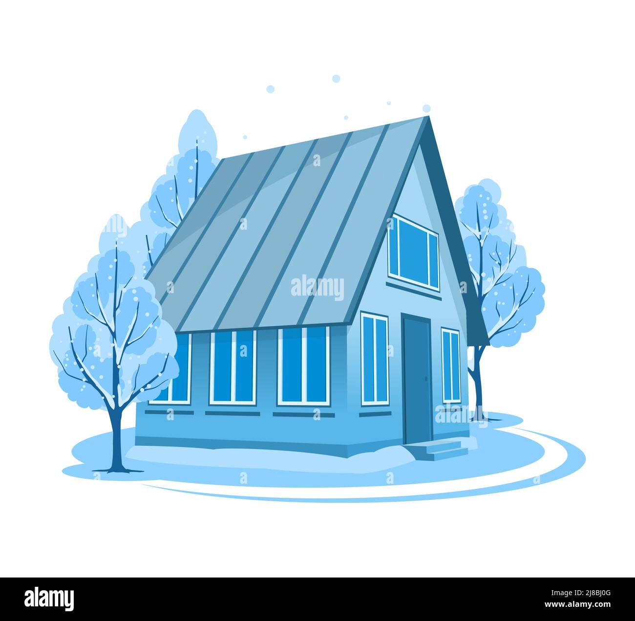 Winter landscape. House surrounded by trees Stock Vector Image & Art ...