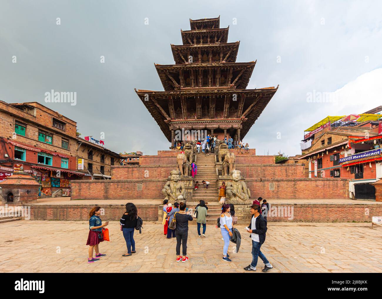 Bhaktapur, Nepal - October 29, 2021: Nyatapola Temple, tallest monument within the city and is also the tallest temple of Nepal.  Culturally important Stock Photo