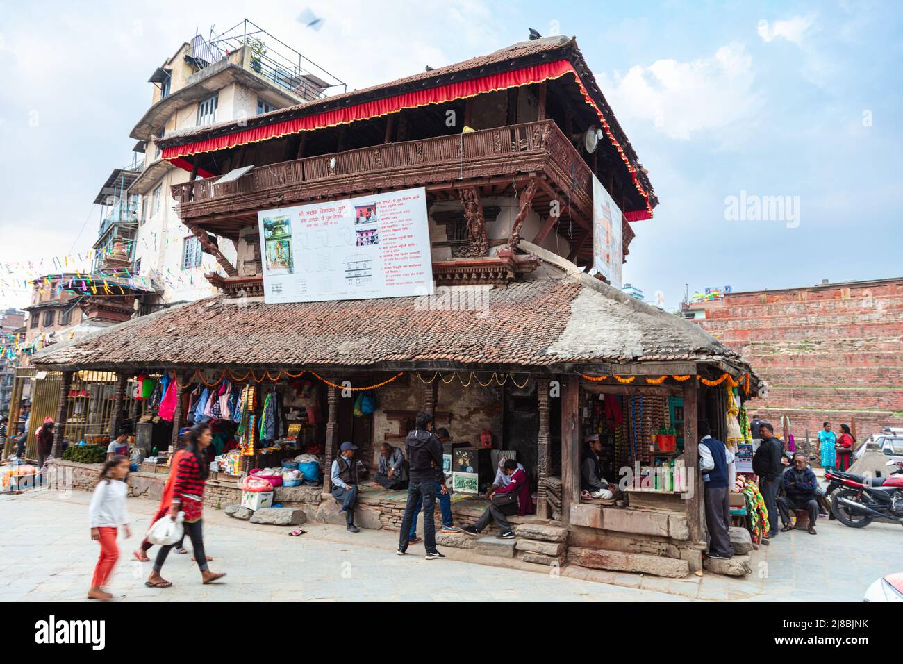 Kathmandu, Nepal - October 27, 2021: Lakshmi Narayan Sattal temple located in Kathmandu Durbar Square, Nepal. Several buildings in the Square collapse Stock Photo