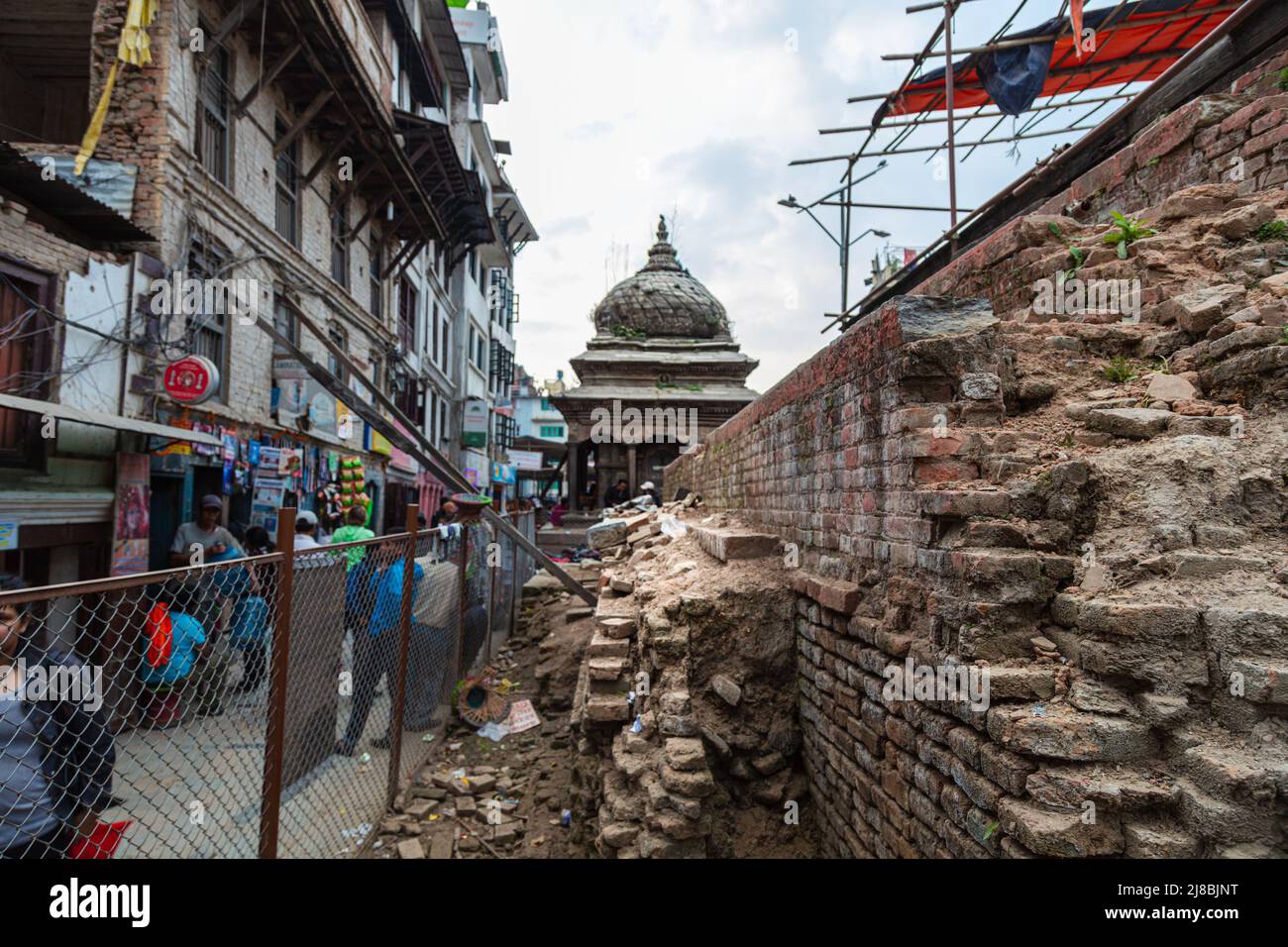 Lalitpur, Nepal - October 27, 2021: People walking in the streets of Lalitpur metropolitan city, Nepal, Asia, the fourth most populous city of Nepal. Stock Photo