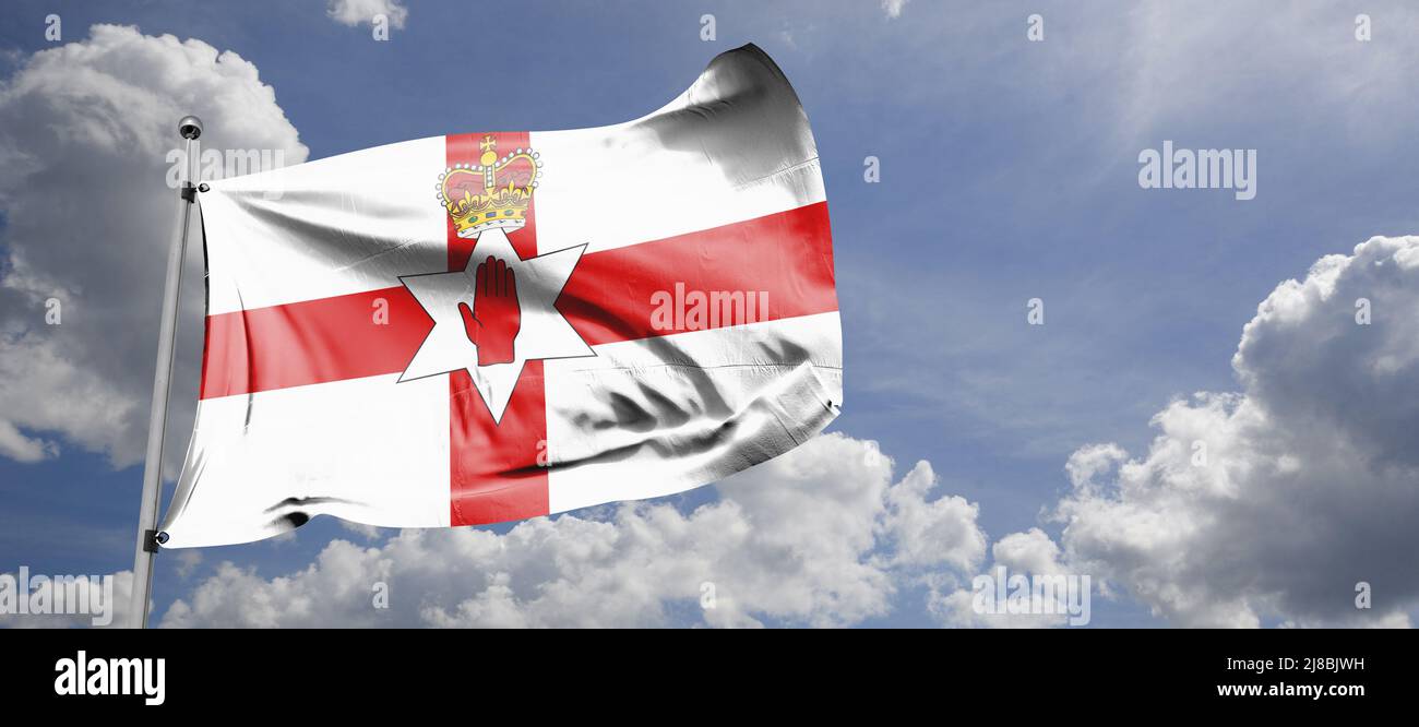 Flag of Northern Ireland on the dramatic sky Stock Photo - Alamy