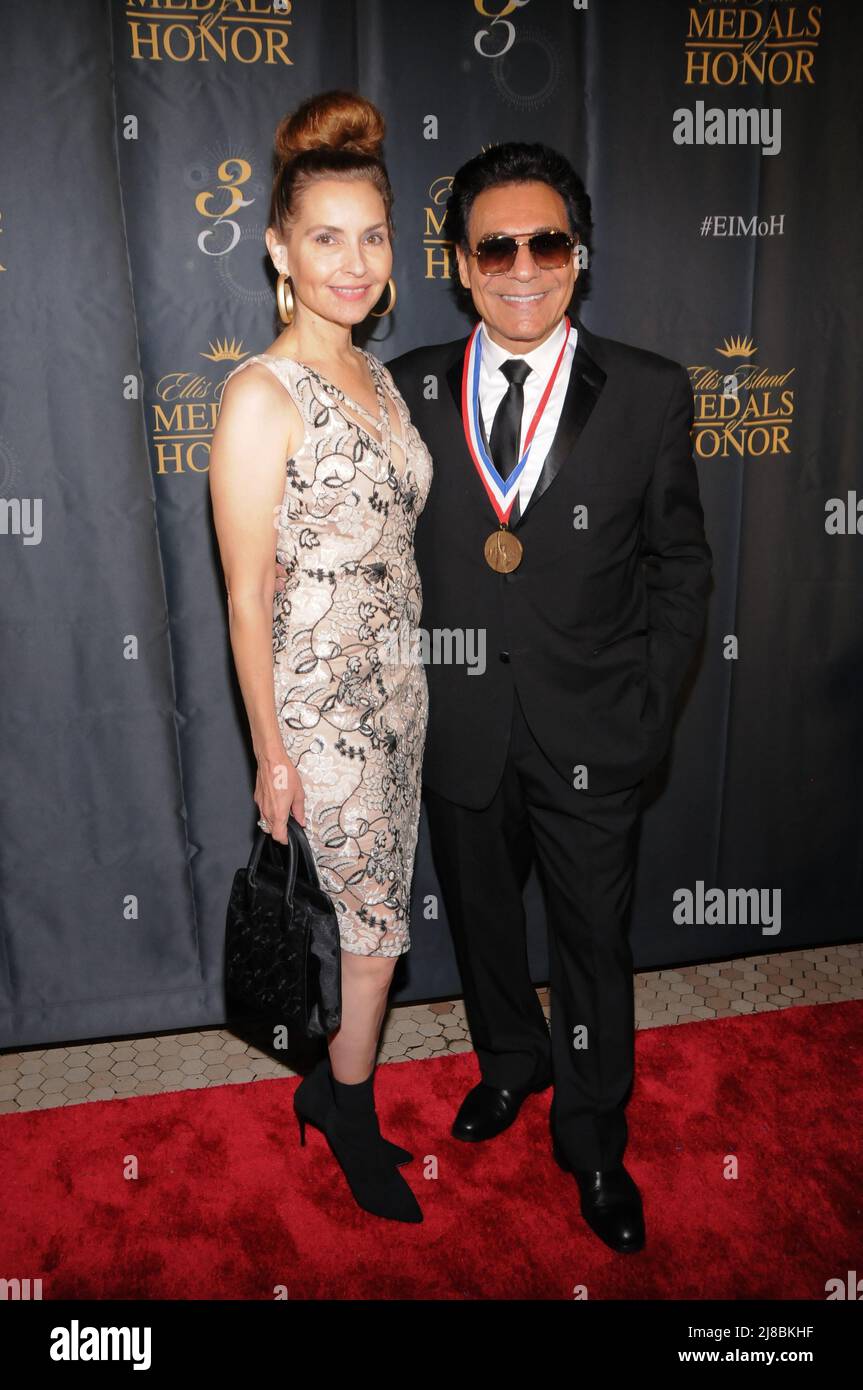 Andy Madadian and Shani Rigsbee attend the 35th Anniversary Ellis Island Medals of Honor in New York City. (Photo by Efren Landaos / SOPA Images/Sipa USA) Stock Photo