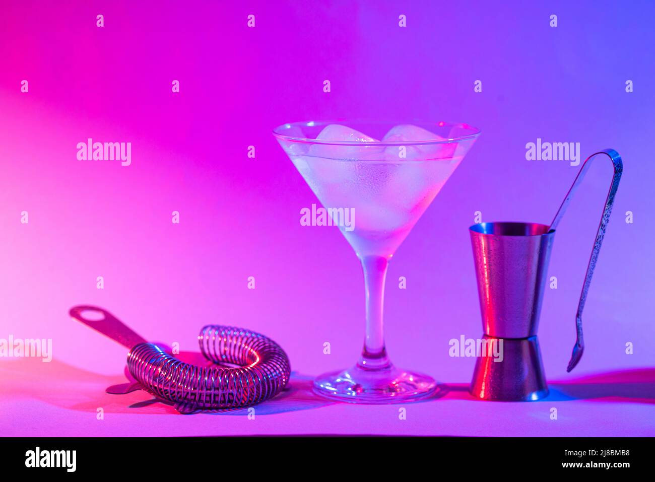 Bar tools in trendy neon light Stock Photo