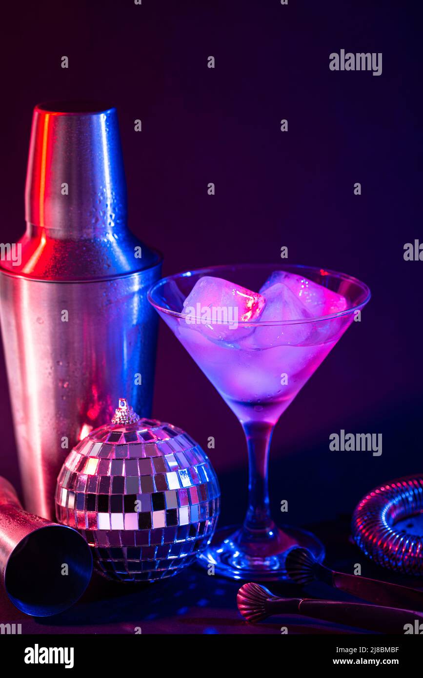 Bar tools in trendy neon light Stock Photo