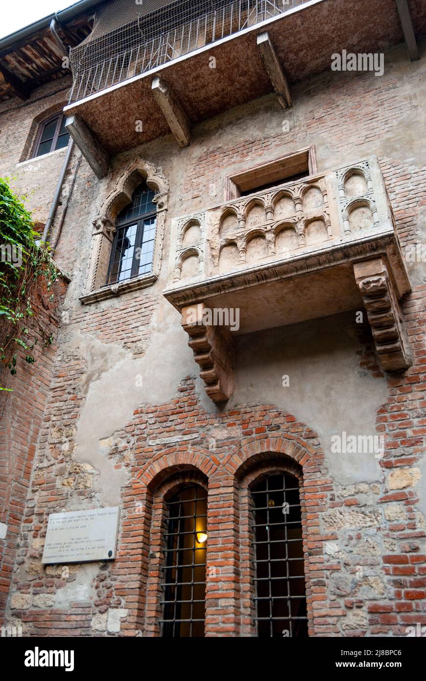 The balcony of Juliet's house in Verona, medieval tower house built in