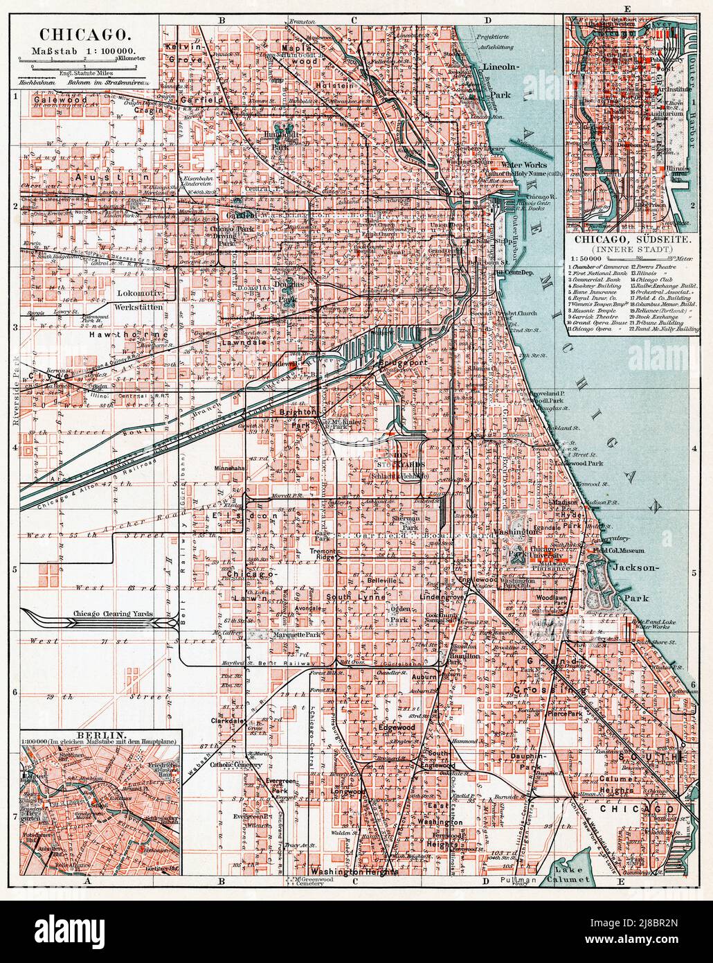 United states map scale hi res - Map Of Chicago Usa Publication Of The Book Meyers Konversations Lexikon Volume 2 Leipzig Germany 1910 2J8BR2N 