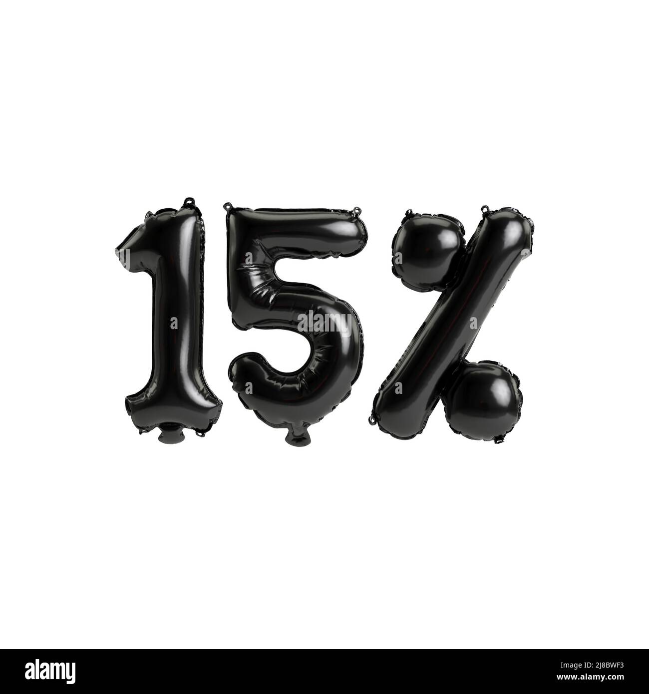 3d illustration black balloons shape 15% isolated on white background ...
