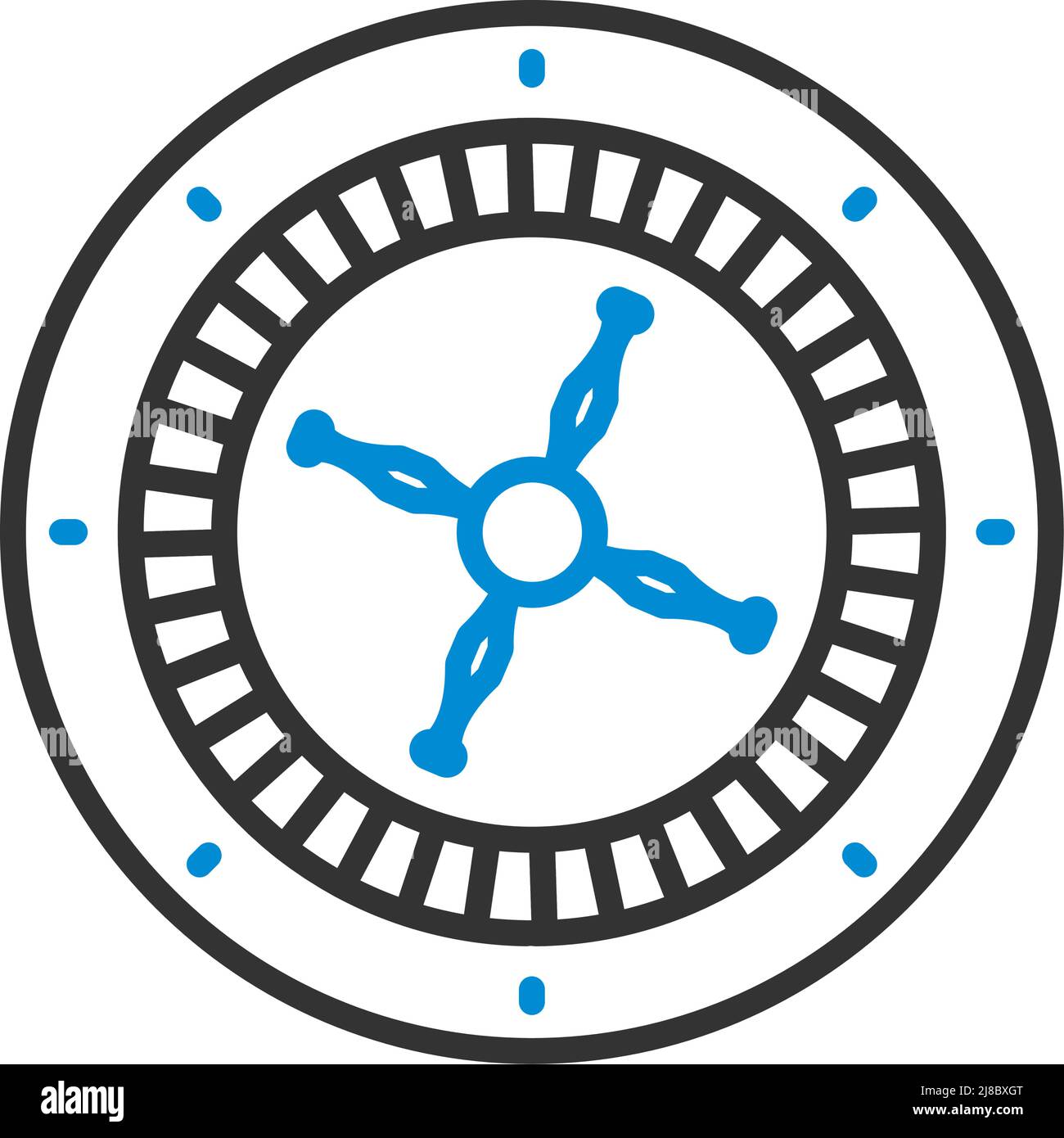 Roulette Wheel Icon. Editable Bold Outline With Color Fill Design