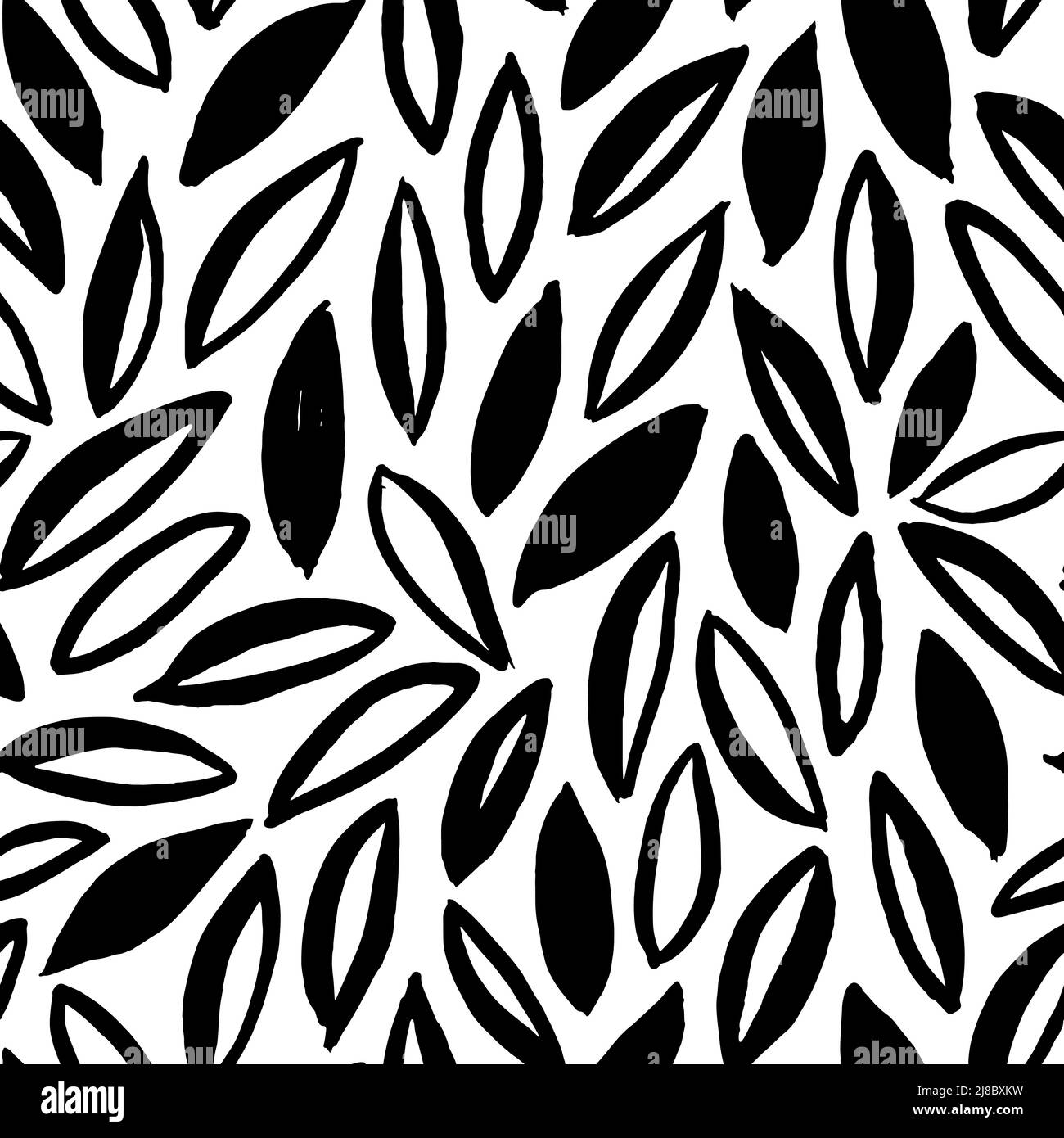 Black and white vector leaves seamless pattern Stock Vector Image & Art ...