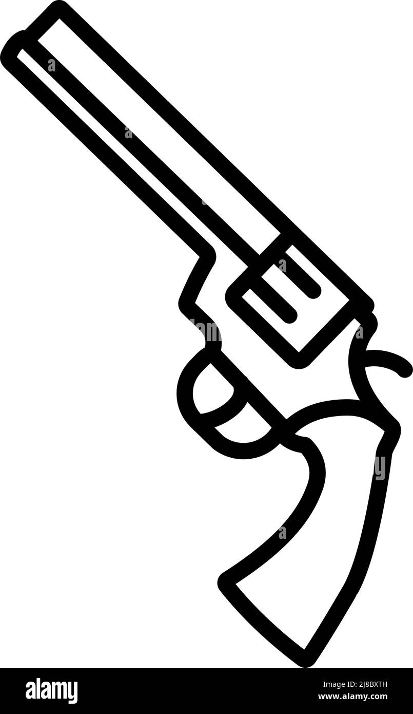 Revolver Gun Icon. Bold outline design with editable stroke width ...