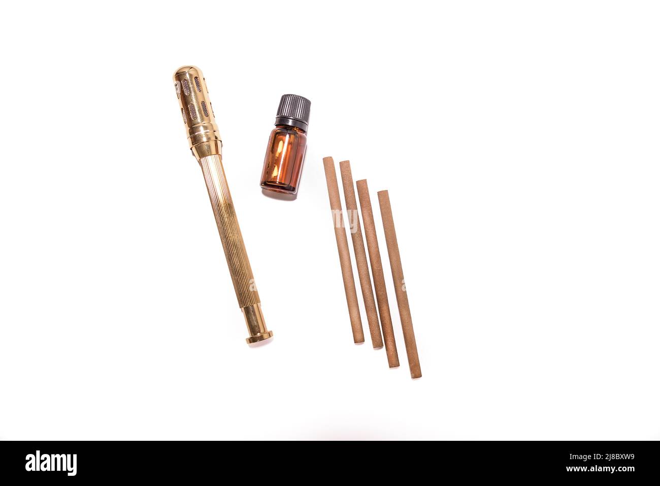 Alternative therapist applying moxibustion a traditional chinese