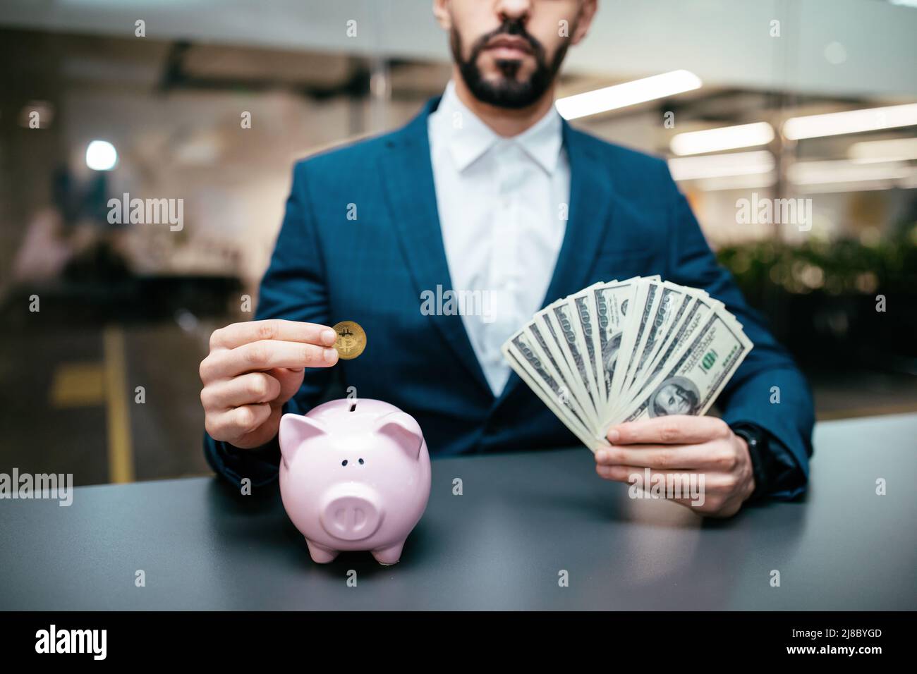 The arab man with bitcoin in cryptocurrency mining concept Stock Photo -  Alamy