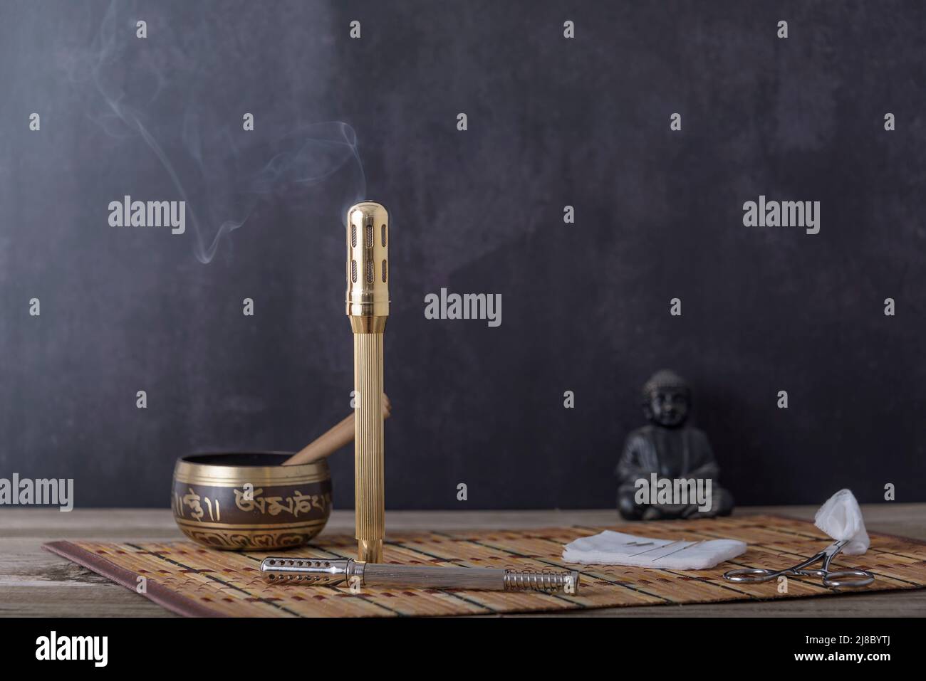 Alternative therapist applying moxibustion a traditional chinese