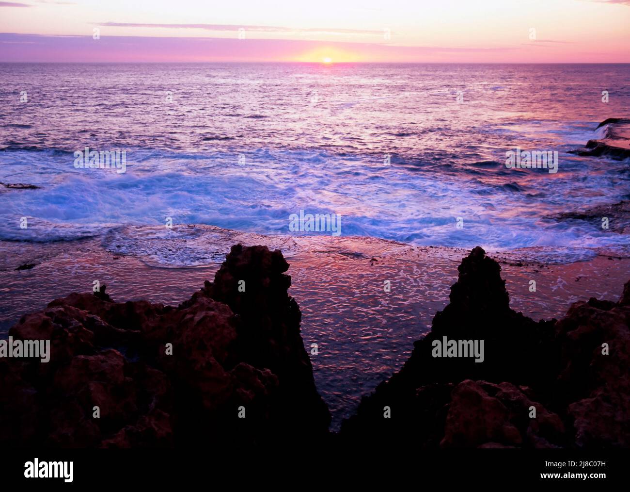 Indian Ocean at Sunset, Northwest Australia Stock Photo