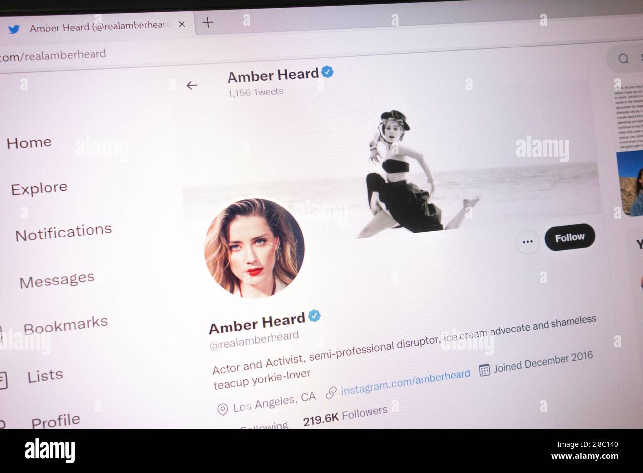 KONSKIE, POLAND - May 14, 2022: Amber Heard official Twitter account ...