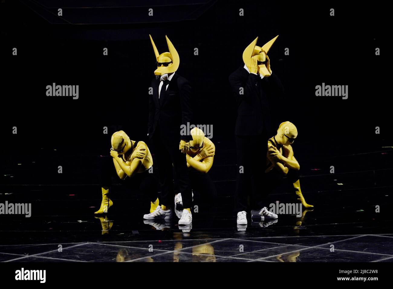 Turin, Italy 20220514.Norwegian Subwoolfer during the final of the Eurovision Song Contest in