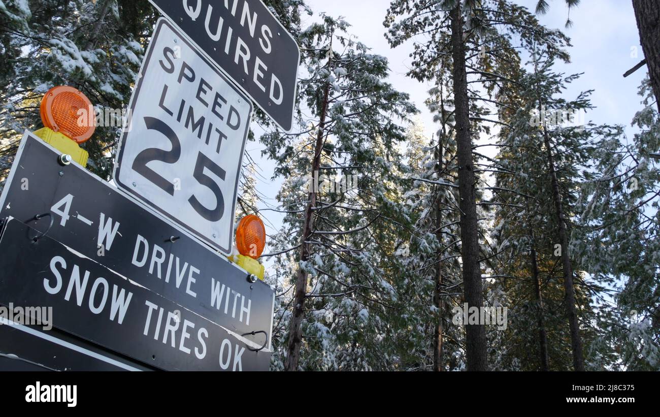 Chains or snow tires required traffic sign, mountains winter highway