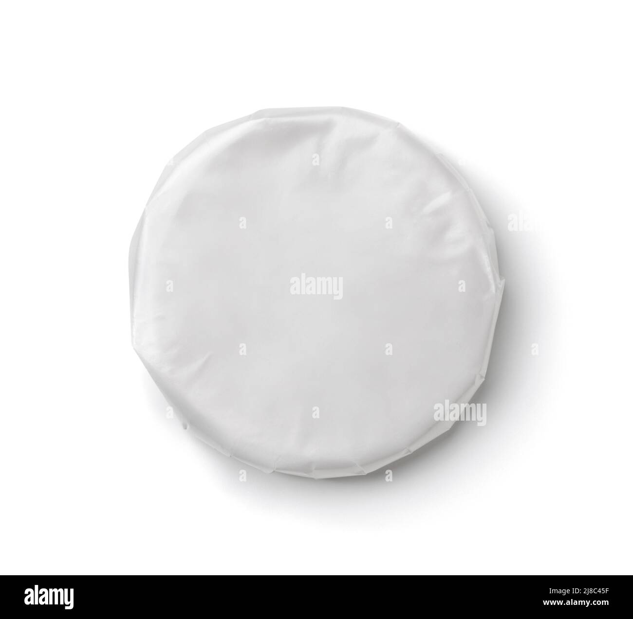 Top view of blank wrapped round soap isolated on white Stock Photo