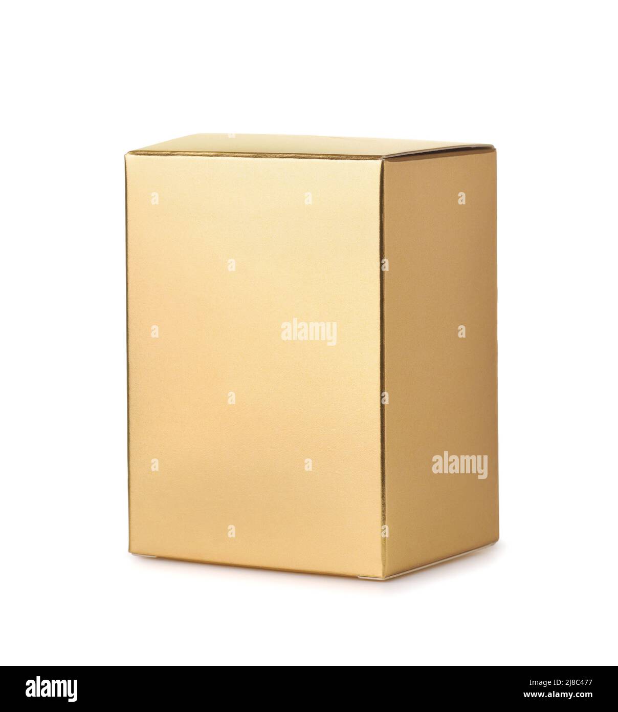 Blank golden paper packaging box isolated on white Stock Photo