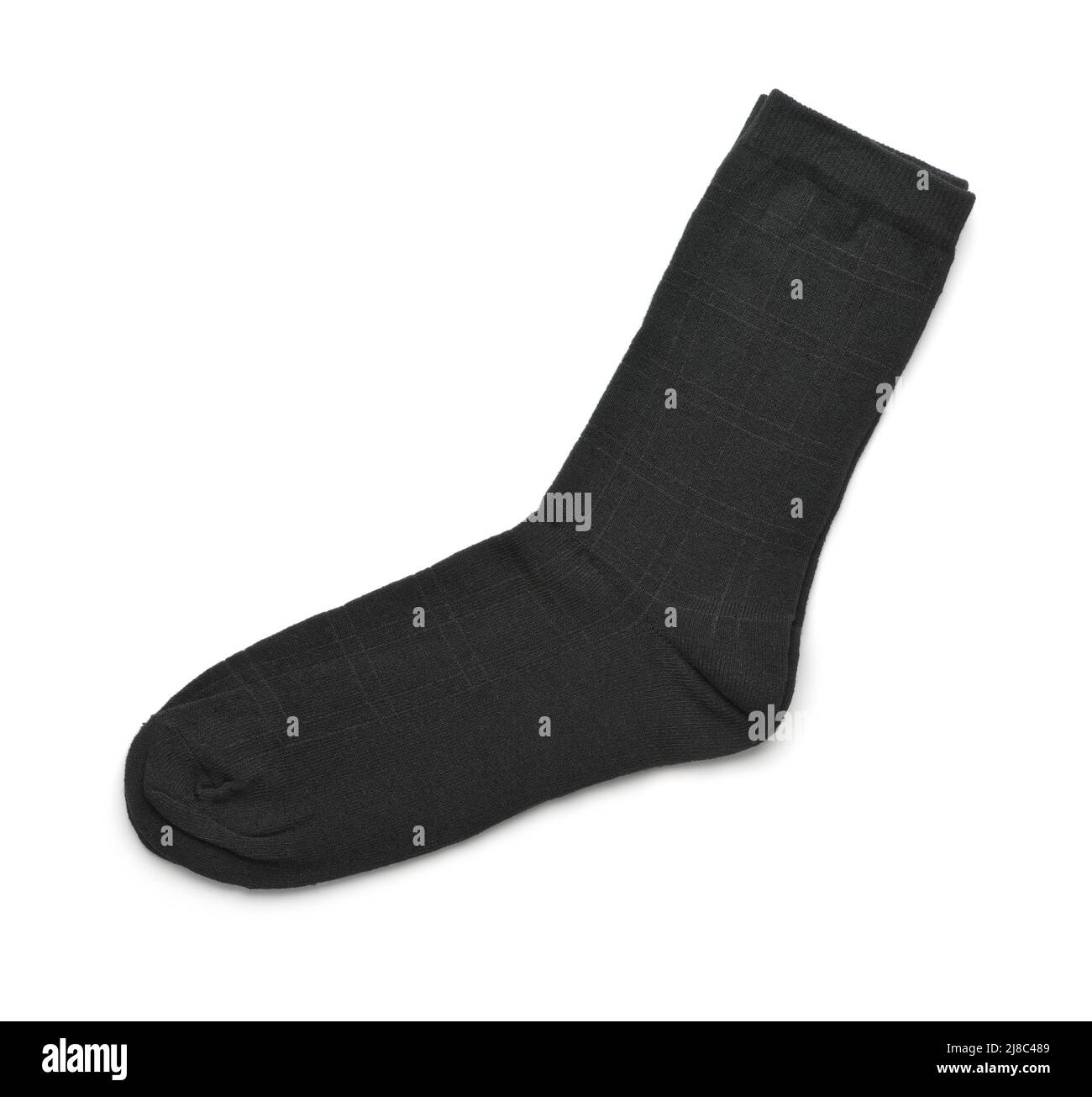 Side view of black checkered mens socks isolated on white Stock Photo