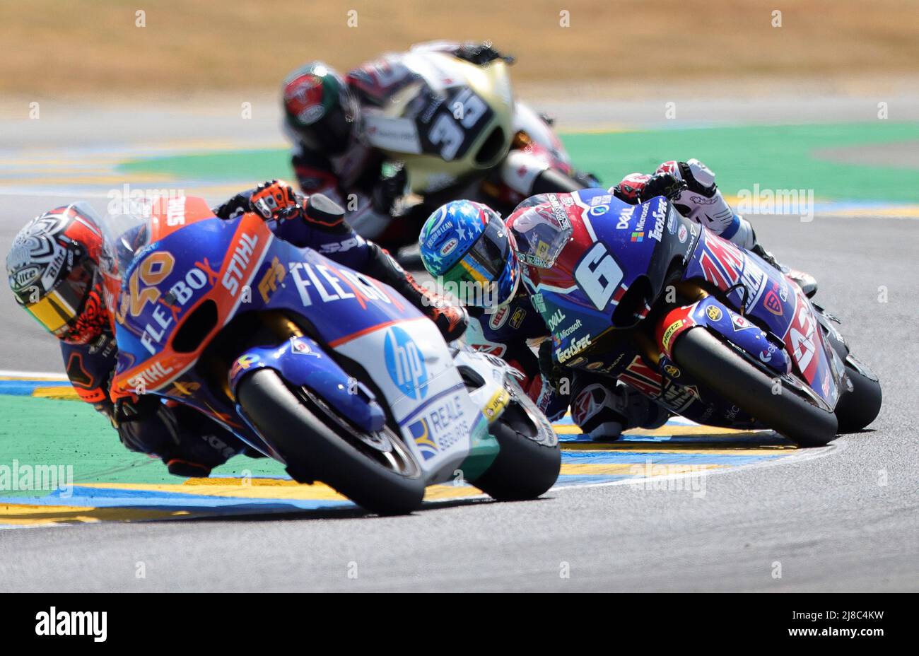 MotoGP - French Grand Prix - Circuit Bugatti, Le Mans, France - May 15,  2022 Flexbox HP40's Aron Canet ahead of American Racing's Cameron Beaubier  during the Moto2 race REUTERS/Pascal Rossignol Stock Photo - Alamy