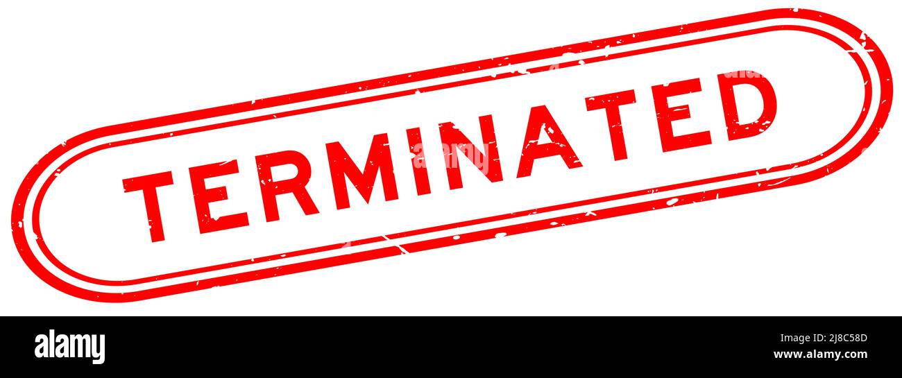 Terminaited Grunge red terminated word rubber seal stamp on white background Stock ...