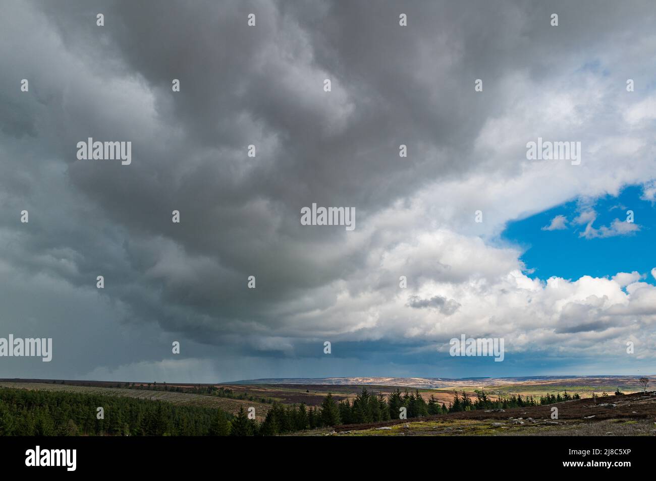 Stormy Clouds over Wheeldale Moor in the North York Moors National Park Stock Photo