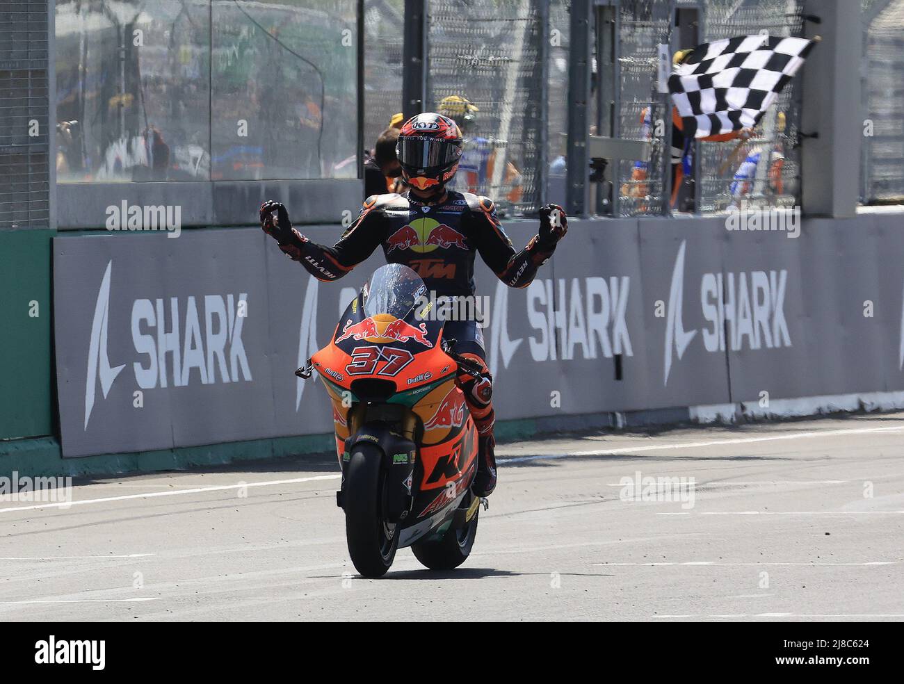 MotoGP - French Grand Prix - Circuit Bugatti, Le Mans, France - May 15,  2022 Red Bull KTM Ajo's Augusto Fernandez celebrates winning the Moto2 race  REUTERS/Pascal Rossignol Stock Photo - Alamy