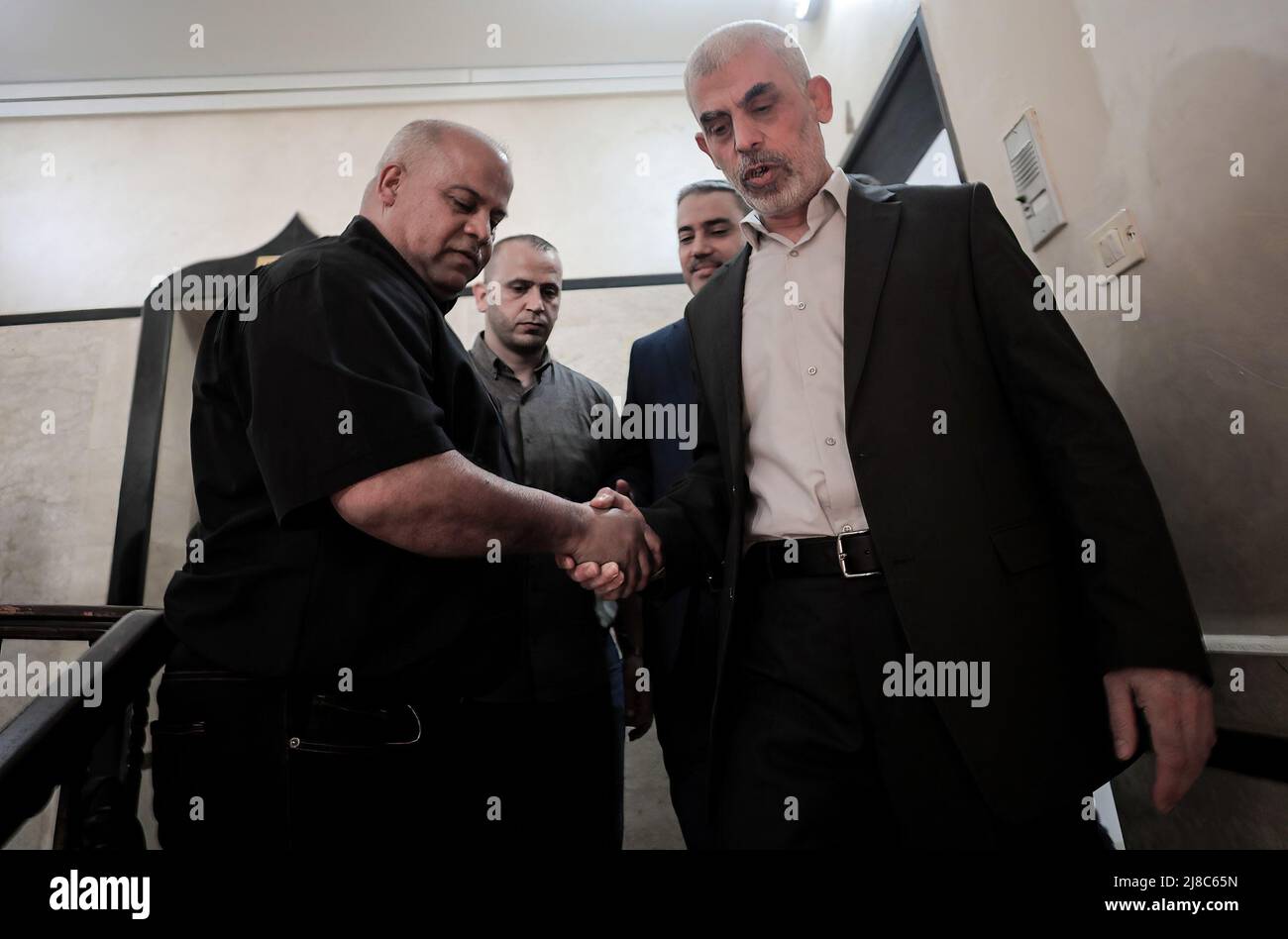 Yahya Sinwar (R), Hamas' political chief in Gaza strip, visits Al ...