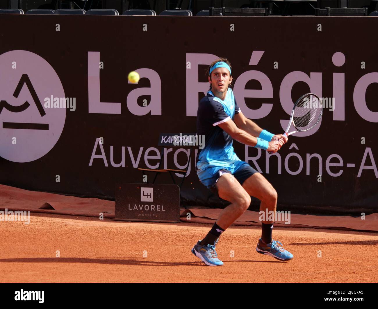 May 14, 2022, Lyon, France: Tomas Martin Etcheverry (ARG) against Mayeul  Darras (FRA) during the qualifying rounds at the Open Parc  Auvergne-Rhone-Alpes Lyon 2022, ATP 250 Tennis tournament on May 14, 2022